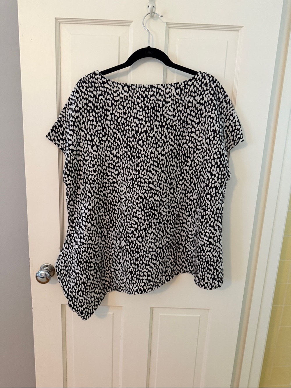 bryn Walker Black and White Abstract Dot Blouse
